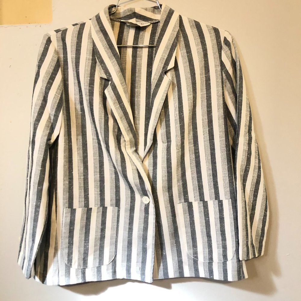 Vintage Lady Blair lightweight blazer, white, light grey + dark grey
